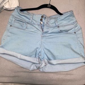 light wash jean shorts